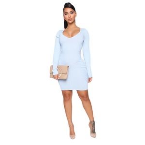 Fashion nova blue ruched dress